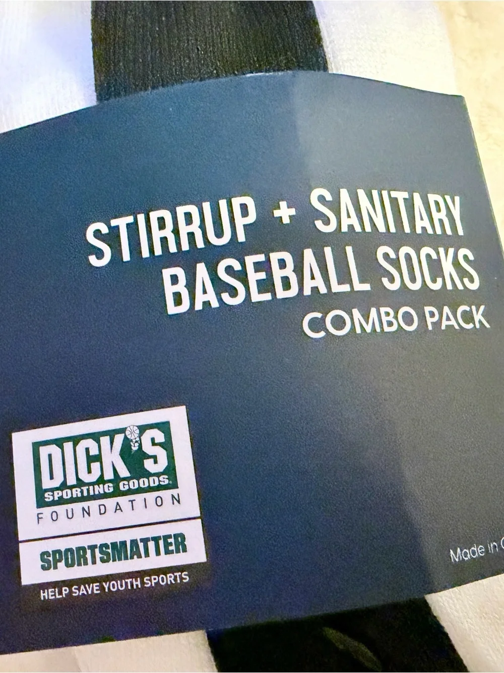 DSG Stirrup & Sanitary Baseball Socks Pack - Black & White